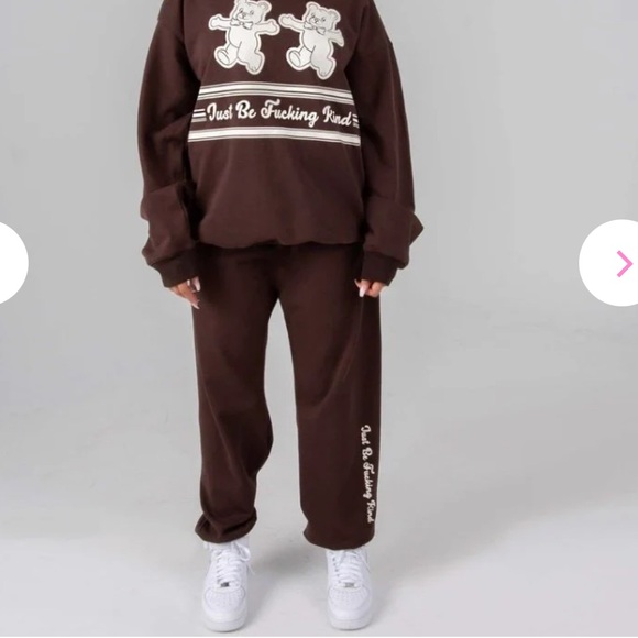 The Mayfair Group JUST BE FUCKING KIND Brown Sweatpants - Picture 1 of 3